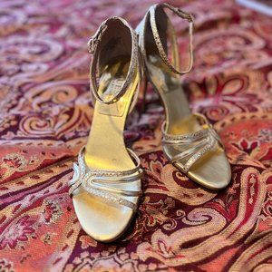 GUESS gold strappy high heel sandals